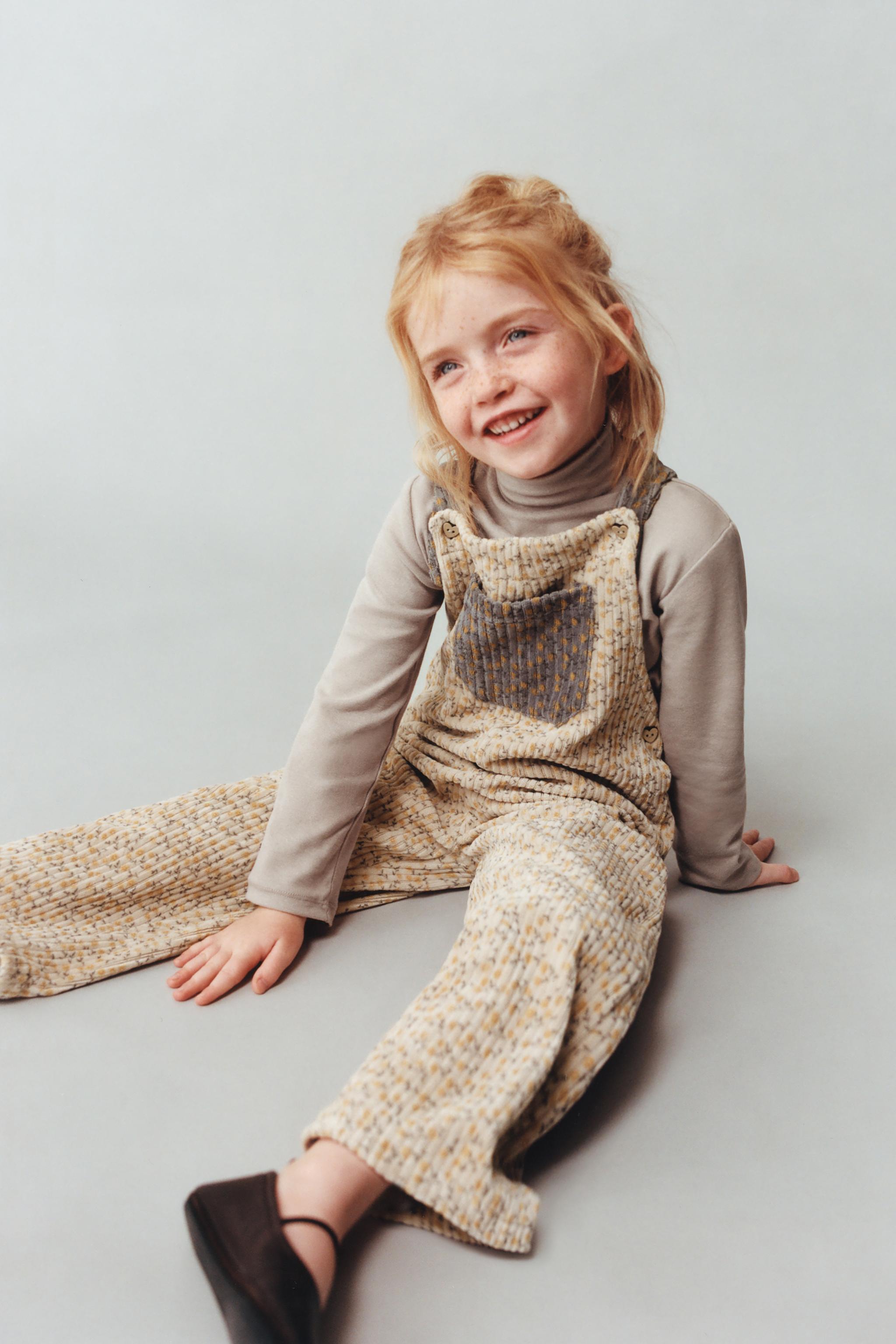 LONG FLORAL CORDUROY OVERALLS